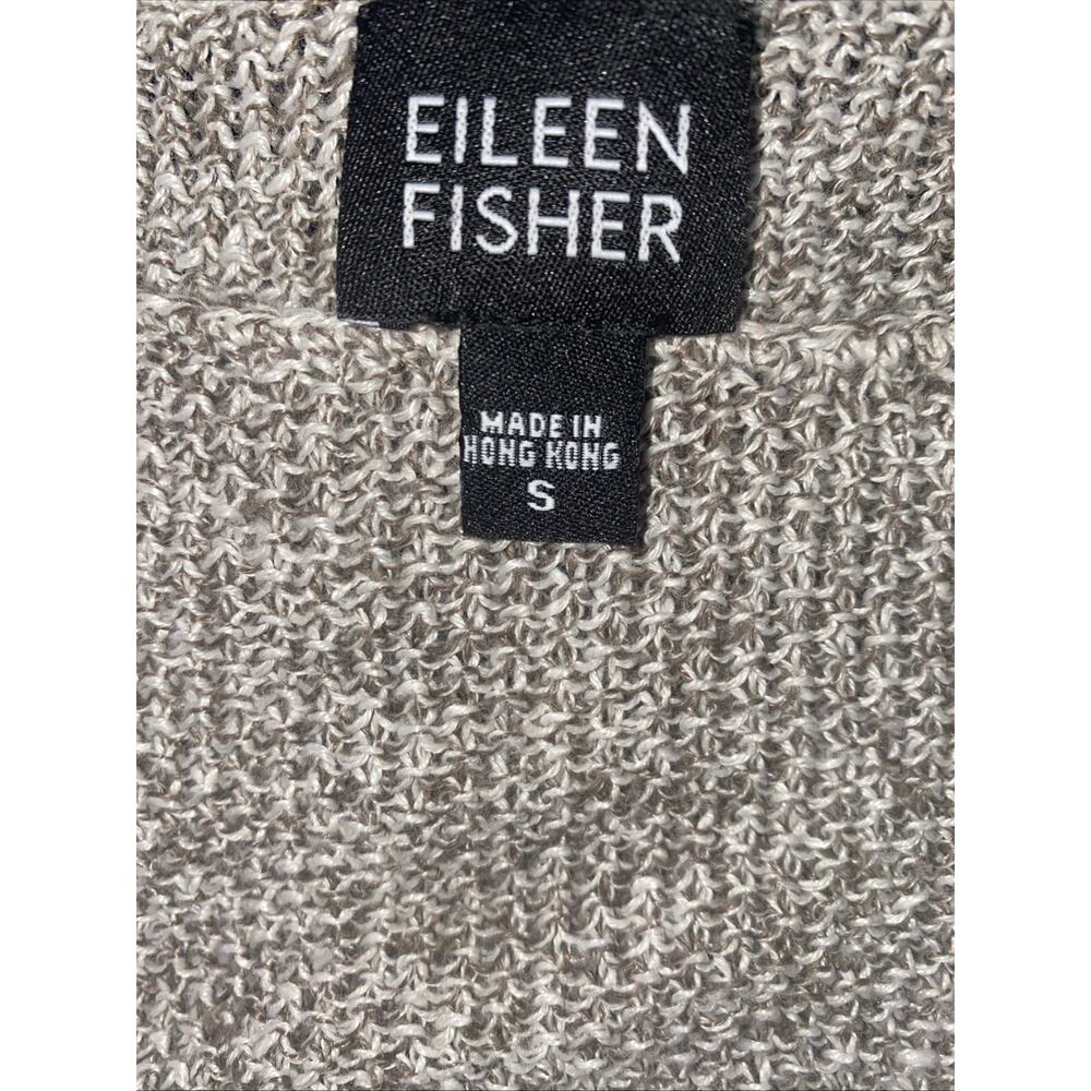 Eileen Fisher Open-Knit Sweater Top 100% Linen Boat Neck Crop Long Slv Size S - Picture 5 of 7